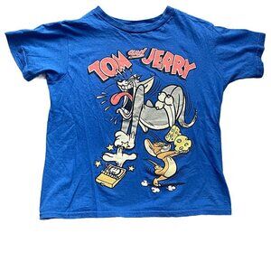 Tom & Jerry Graphic T-Shirt 6-7 Years Blue Color EUC Cotton